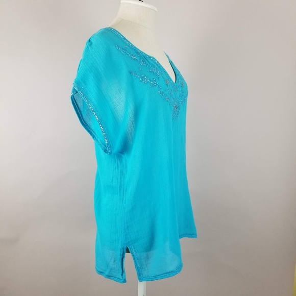Turquoise Gauze Coco & Lolly Coverup - Picture 3 of 5